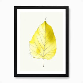 Yellow Birch Leaf Minimalist Watercolour 3 Art Print