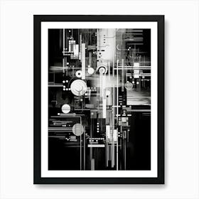 Technology Abstract Black And White 3 Art Print