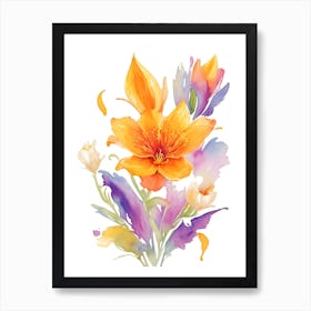 Watercolor Flowers Isolated On White Art Print