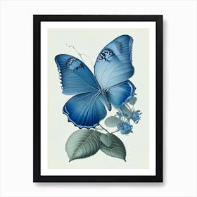 Holly Blue Butterfly Retro Illustration 3 Art Print