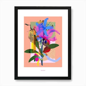 Bluebell 4 Neon Flower Collage Poster Art Print