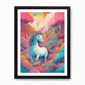 Unicorn In The Clouds Art Print