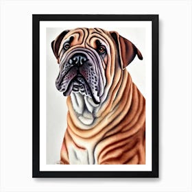 Chinese Shar Pei Watercolour Dog Art Print