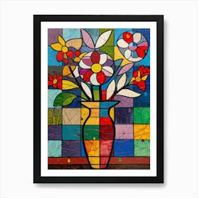 Stained Glass Flowers In A Vase 2 Art Print