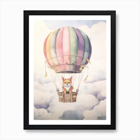 Baby Coyote In A Hot Air Balloon Art Print