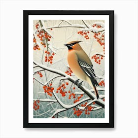 Winter Bird Painting Cedar Waxwing 3 Art Print