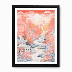 Yuyuan Gardens Abstract Riso Style 4 Art Print