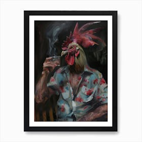 Animal Party: Crumpled Cute Critters with Cocktails and Cigars Rooster 6 Art Print