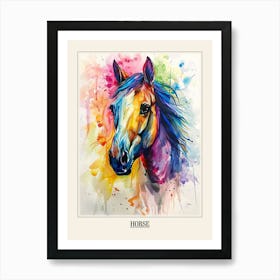 Horse Colourful Watercolour 1 Poster Art Print