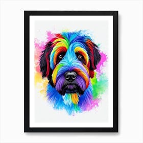 Black Russian Terrier Rainbow Oil Painting Dog Art Print