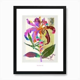 Gloriosa Lily 4 Neon Flower Collage Poster Art Print