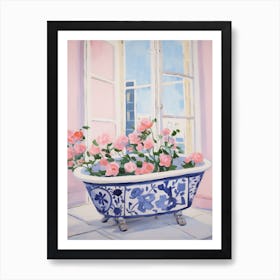 A Bathtube Full Of Sweet Pea In A Bathroom 3 Art Print