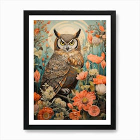 Great Horned Owl 3 Detailed Bird Painting Art Print