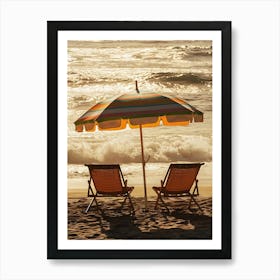 Beach Chairs With Umbrella 2 Art Print