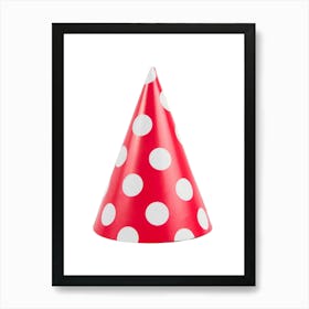 Red Polka Dot Party Hat Art Print