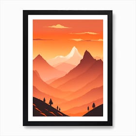 Misty Mountains Vertical Composition In Orange Tone 32 Art Print