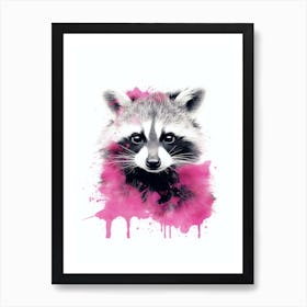 Pink Raccoon Illustration 2 Affiche