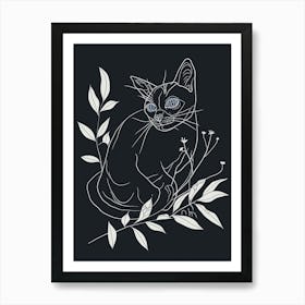 Ojos Azules Cat Minimalist Illustration 2 Art Print