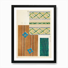 Vintage Ukiyo-e Woodblock Print Of Japanese Textile, Shima Shima, Furuya Korin (165) Affiche