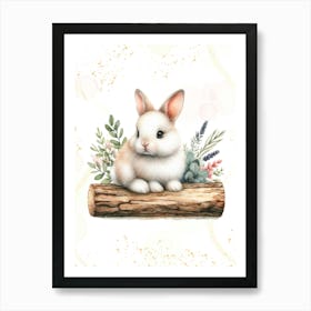 Bunny On A Log 2 Art Print