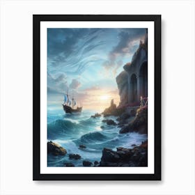 Ship In The Sea Art Print