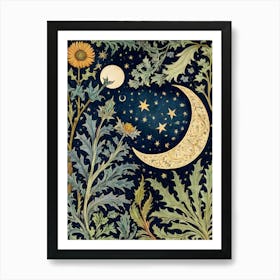 Moon And Stars Style William Morris 1 Art Print