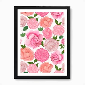 Peony Romantic Pattern Art Print