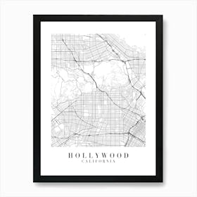 Hollywood California Street Map Minimal Art Print