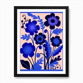 Blue Flower Illustration Cineraria 3 Art Print