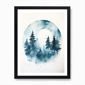 Watercolour Painting Of Boreal Forest   Northern Hemisphere 0 Art Print