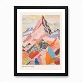 Mount Everest Nepal 4 Colourful Mountain Illustration Poster Art Print