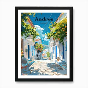 Andros Greece Beautiful Travel Art Illustration Art Print