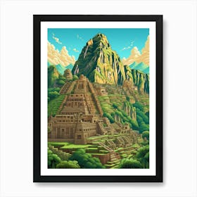 Machu Picchu Pixel Art 1 Art Print