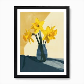 Daffodil Flowers On A Table   Contemporary Illustration 1 Art Print