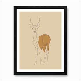 Deer Drawing - Boho, Line Art Art Print