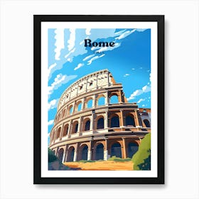 Rome Italy Spartan Gladiator Modern Travel Illustration Art Print