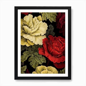 Ornamental Kale And Cabbage 3 William Morris Style Winter Florals Art Print