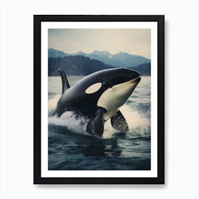 Realistic Orca Whale Icy Mountain Photography Style 5 Art Print