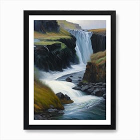 Hraunfossar, Iceland Peaceful Oil Art  Art Print