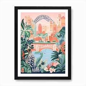 The Sydney Harbour Bridge   Sydney, Australia   Cute Botanical Illustration Travel 0 Art Print