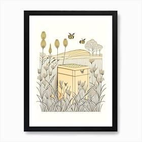 Bee Boxes In A Field 9 Vintage Art Print