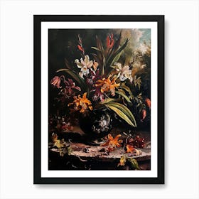 Baroque Floral Still Life Monkey Orchid 1 Art Print