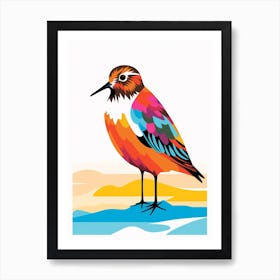 Colourful Geometric Bird Dunlin 3 Art Print