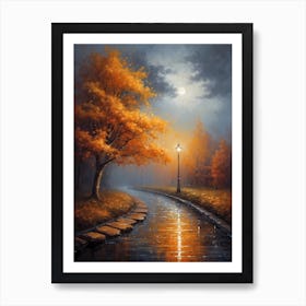 Autumn Night In The Park Art Print