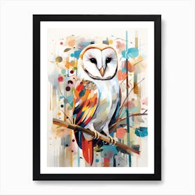 Bird Painting Collage Barn Owl 2 Art Print