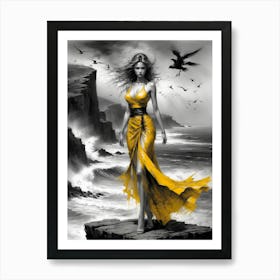 Woman In A Yellow Dress Art Print