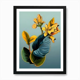 Yellow And Blue Flowers Art Print