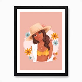 Sun Hat Girl Art Print