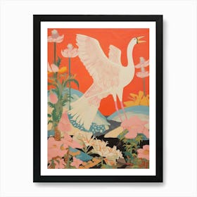 Maximalist Bird Painting Crane 3 Art Print