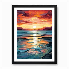 Luskentyre Sands Isle Of Harris Scotland At Sunset, Vibrant Painting 4 Art Print